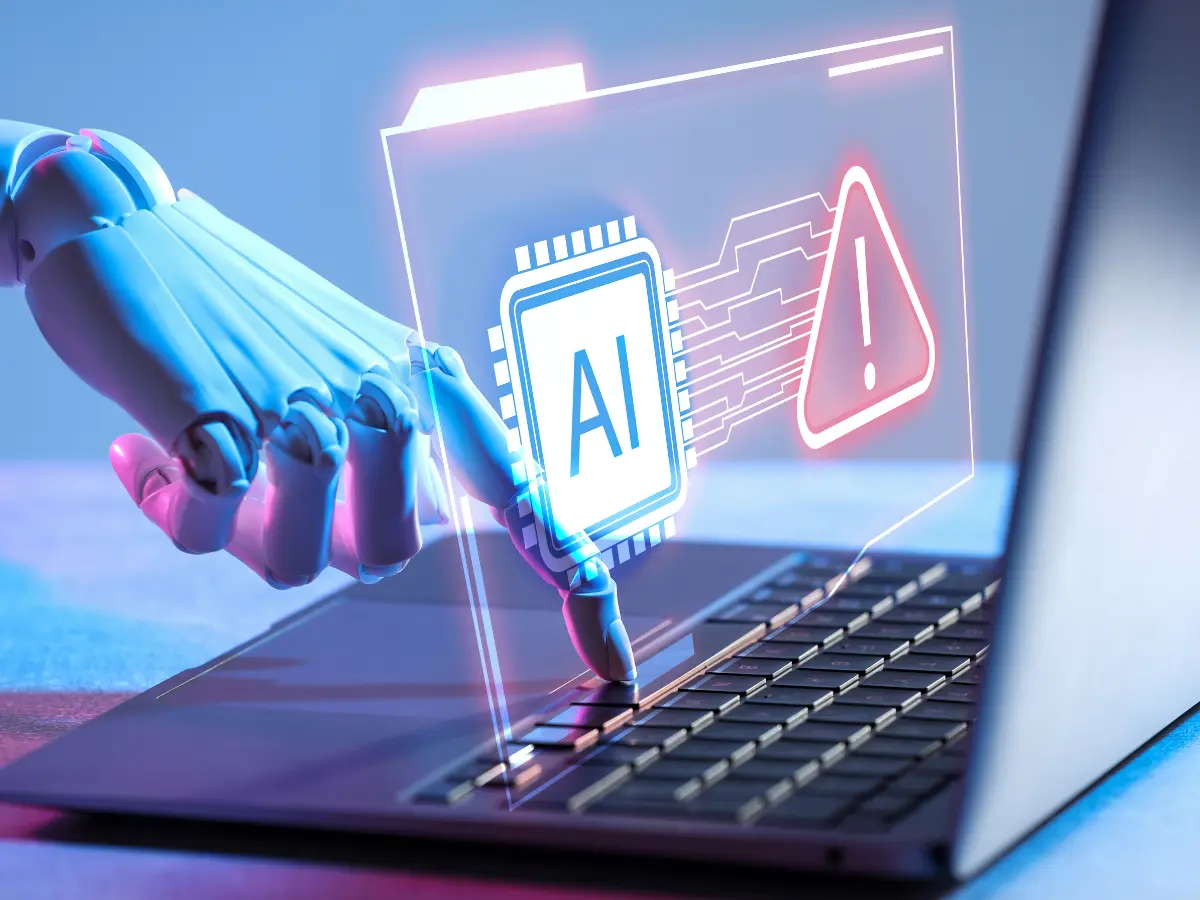 Abstract visualization of AI systems and security risk
